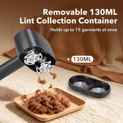 Rechargeable Dual-Head Fabric Shaver & Lint Remover with 12 Steel Blades & LED Screen