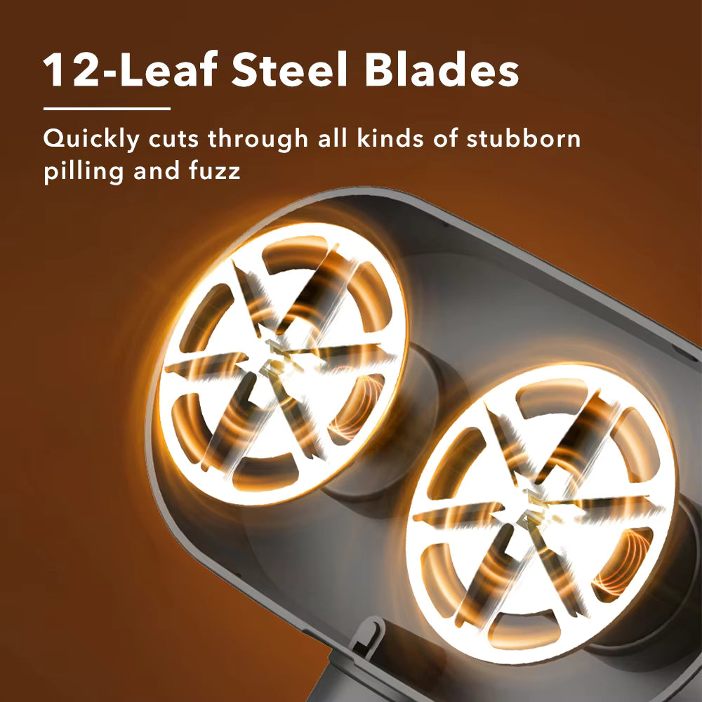 Rechargeable Dual-Head Fabric Shaver & Lint Remover with 12 Steel Blades & LED Screen